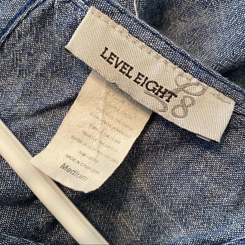 Merona Womens A Line Dress Blue Chambray Keyhole Back Scoop Neck Sleeveless - Picture 5 of 6